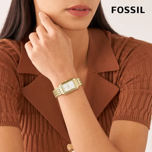 【FOSSIL】Raquel 爵士女伶復古女錶 金色不鏽鋼鍊帶 23MM ES5220