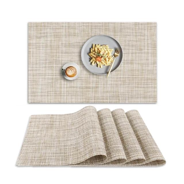 【AHOYE】米白色耐熱可水洗餐墊 45*30cm-四入組(桌墊 隔熱墊)