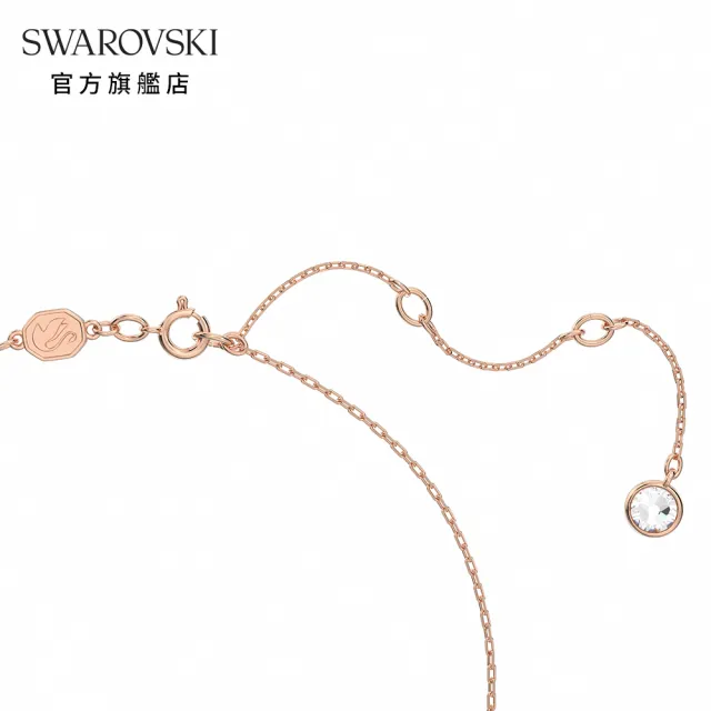 【SWAROVSKI 官方直營】Stella 項鏈 混合圓形切割 星星 白色 鍍玫瑰金色調 交換禮物