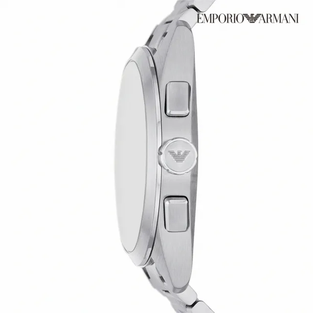 【EMPORIO ARMANI 官方直營】Claudio 時空旅人日曆計時手錶 銀色不鏽鋼鍊帶 43MM AR11480(雙11)