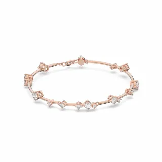 【SWAROVSKI 官方直營】Constella 手鐲 混合圓形切割 白色 鍍玫瑰金色調 交換禮物