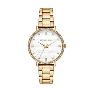 【Michael Kors 官方直營】Pyper 輕奢璀璨晶鑽指針女錶 金色合金鍊帶 手錶 38MM MK4666