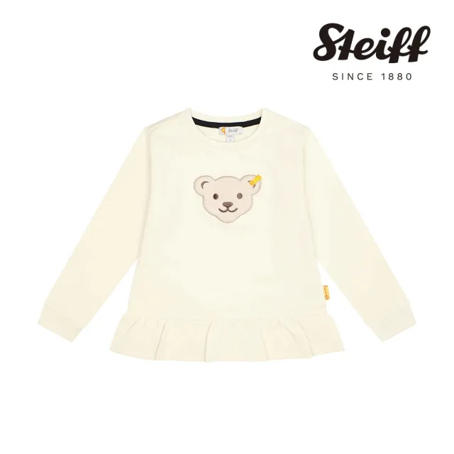 【STEIFF】熊頭童裝  荷葉下擺長袖T 內刷毛(長袖上衣  啾啾款)
