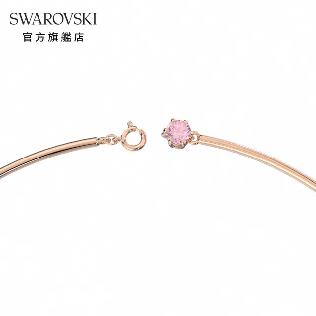 【SWAROVSKI 官方直營】Constella 項鏈 圓形切割 粉紅色 鍍玫瑰金色調 交換禮物