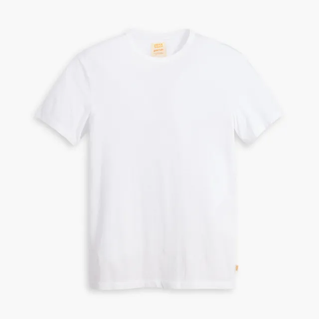 【LEVIS 官方旗艦】Gold Tab金標系列 男款 短袖素T恤 / 修身版型 簡約白 熱賣單品 A3756-0002