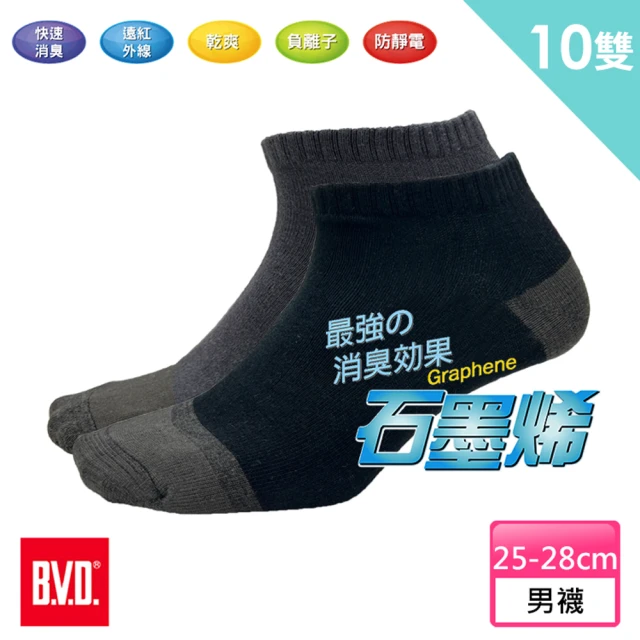 【BVD】10雙組-石墨烯1/4乾爽男襪(B560襪子-除臭襪)