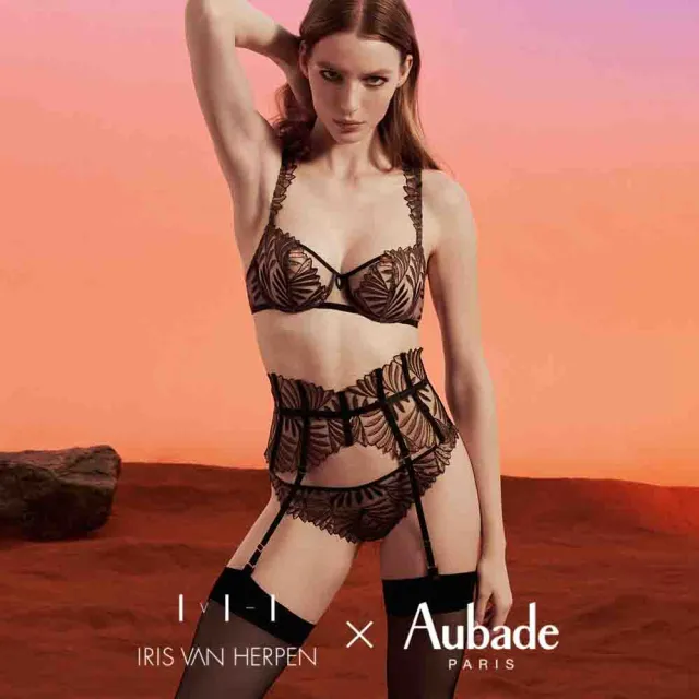 【Aubade】聯名款幻影高腰性感吊襪帶-RC(金葉黑)