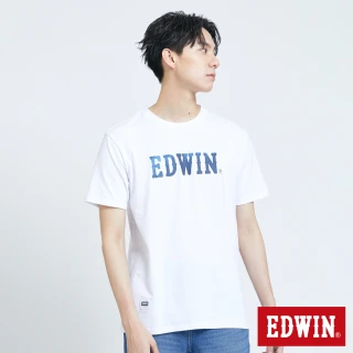 【EDWIN】男裝 人氣復刻款 牛仔LOGO短袖T恤(白色)