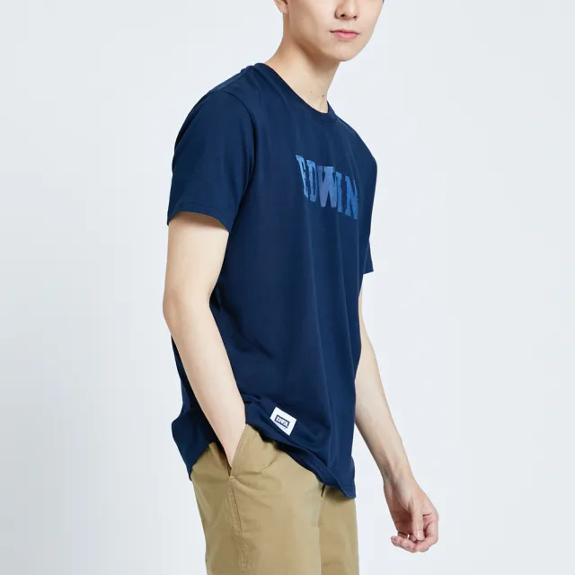 【EDWIN】男裝 人氣復刻款 牛仔LOGO短袖T恤(丈青色)