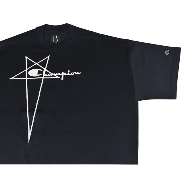 【RICK OWENS】RICK OWEN x CHAMPION聯名款字母LOGO純棉短袖T恤(男款/黑)