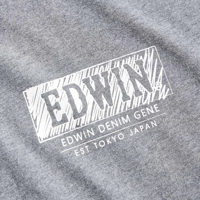 【EDWIN】男裝 人氣復刻款 職人排版LOGO長袖T恤(灰色)