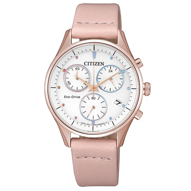 【CITIZEN 星辰】CITIZEN 粉紅佳麗光動能時尚優質腕錶-玫瑰金+粉紅-FB1443-08A