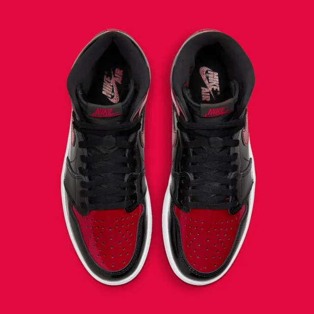 【NIKE 耐吉】Air Jordan 1 Retro OG Bred Patent 特殊漆皮 黑紅 男款 灌籃高手相似款 555088-063