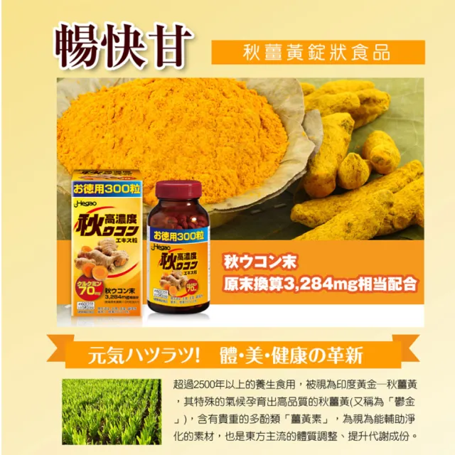 【Hegao 漢科】暢快甘秋薑黃錠狀食品 300粒/盒