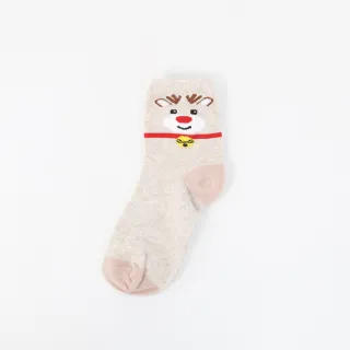【WAJI 襪集】聖誕節主題襪-1/2襪 麋鹿-奶茶(Merry Christmas 台灣製 1/2襪 襪子 女襪 童襪 棉質)