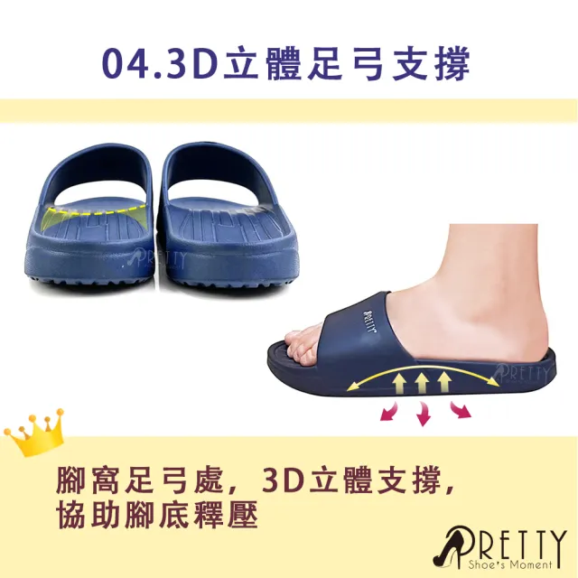 【Pretty】台灣製 男女 防水 拖鞋 室內拖鞋 足弓支撐 吸震減壓(4色/36-44)