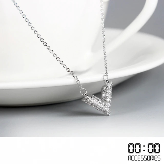 【00:00】韓國設計時尚簡約V字滿鑽造型項鍊(V字項鍊 滿鑽項鍊)