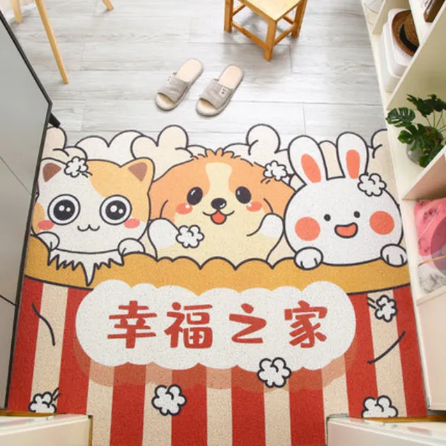 【House Deco 吾所飾室】卡通絲圈進門地毯地墊120*160cm(入戶門墊卡通地墊門口玄關絲圈腳墊可剪裁地毯進門)