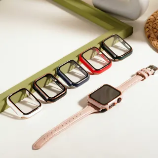 【ALL TIME 完全計時】Apple Watch S6/SE/5/4 38/40/41/42/44/45  鍅瑯風鋼化膜 一體錶殼