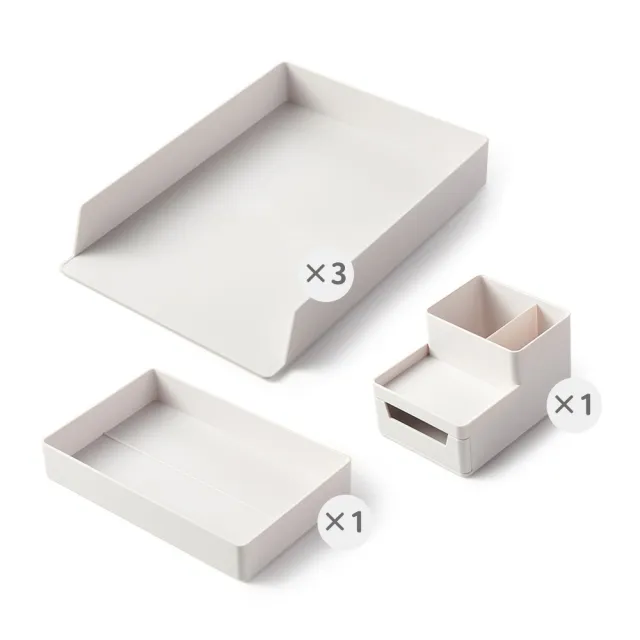 【日創生活】5件組可堆疊抽拉式文件收納盒(筆筒 文具收納 桌面收納 收納盒)