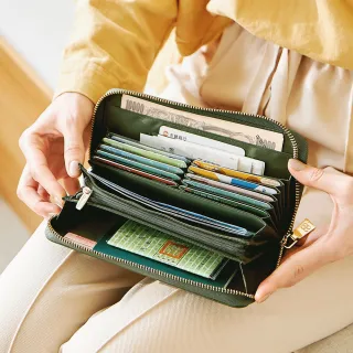 【CHENSON】真皮 12卡風琴卡層包覆式長夾 錢包 零錢包 卡包(W21425)