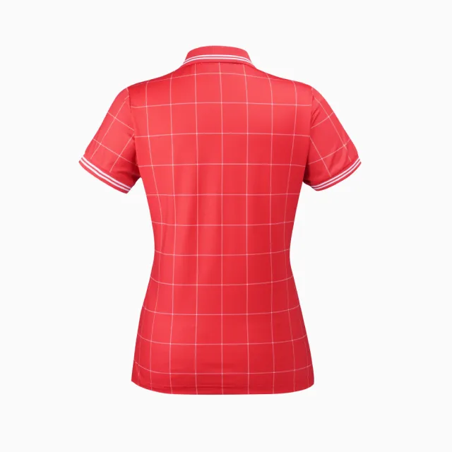 【PING】女款格紋短袖 POLO衫-紅(吸濕排汗/抗UV/GOLF/高爾夫球衫/RA21109-18)