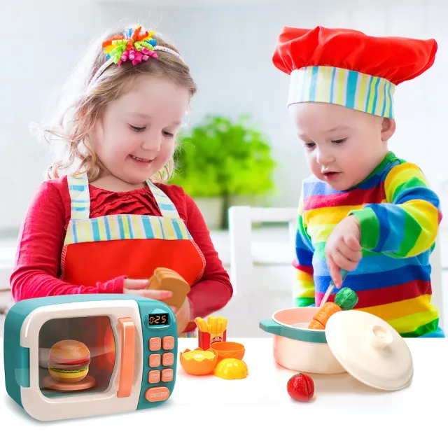 【CuteStone】兒童仿真微波爐與切切樂玩具20件組