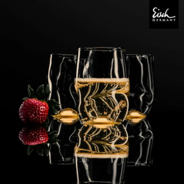 【Eisch】德國UNIK手工金色曲型杯/無鉛水晶玻璃杯/手工杯-330ml/2入組