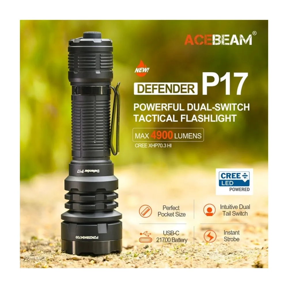 【ACEBEAM】錸特光電 P17 4900流明(445米 遠射程 高亮 戰術手電筒 Cree XHP70.3 HI LED)