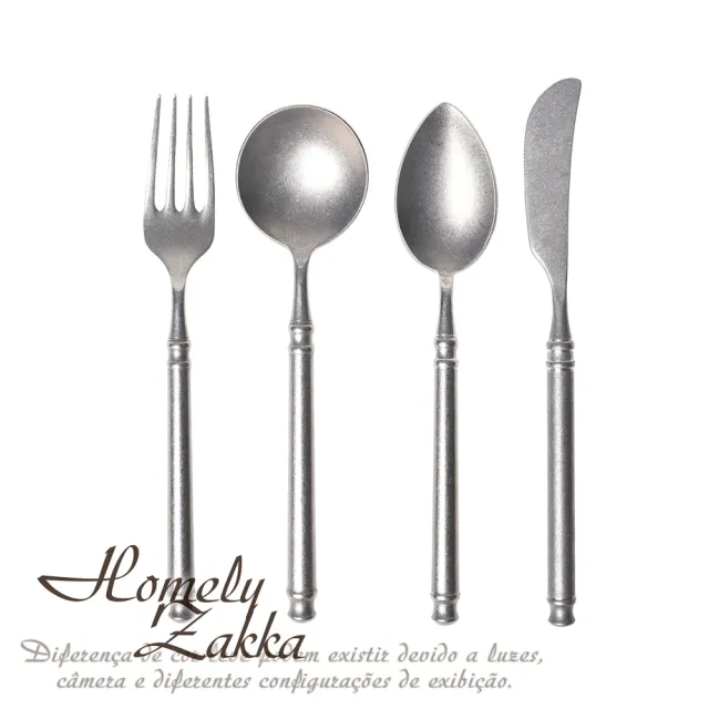【Homely Zakka】復古工業風啞光不鏽鋼餐具4件組(餐刀 叉子 湯匙 勺子 餐具組 環保餐具  304不鏽鋼)