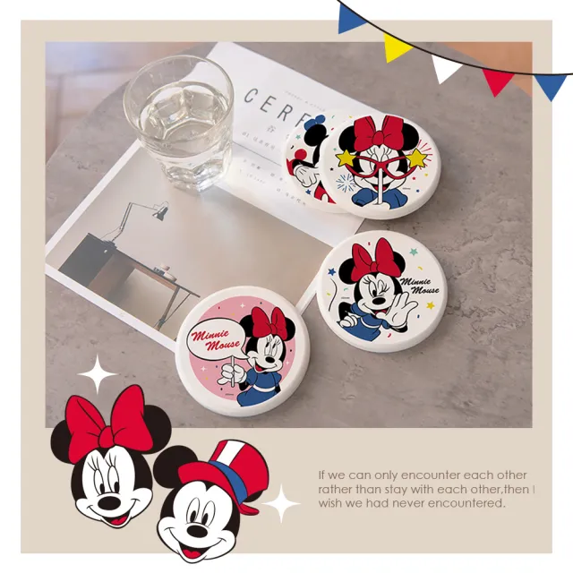 【收納王妃】Disney 迪士尼 米奇米妮派對系列 硬式珪藻土 吸水杯墊 2入/組(尺寸:10x10x0.9cm)