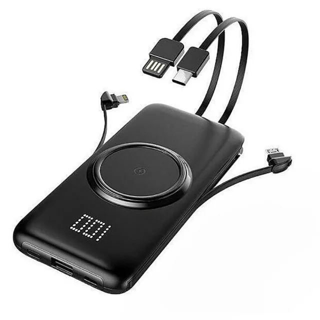 P1 自帶線行動電源20000mah 無線充(自帶四條線/無線充電器)
