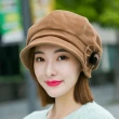 【I.Dear】速達-時尚保暖護耳花朵羊毛呢小臉貝雷帽(4色)