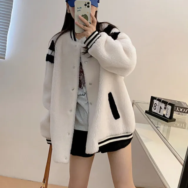 【巴黎精品】現貨+預購 羊毛大衣皮草外套(保暖棒球服情侶款韓版女外套2色v1ap9 5k)