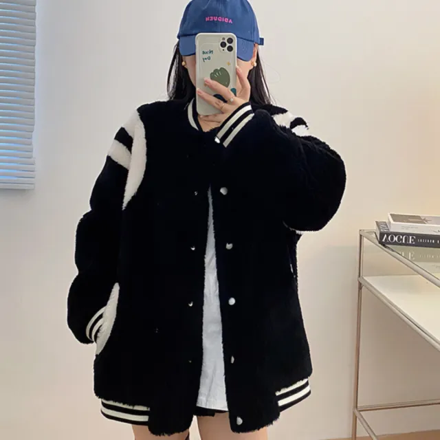 【巴黎精品】現貨+預購 羊毛大衣皮草外套(保暖棒球服情侶款韓版女外套2色v1ap9 5k)