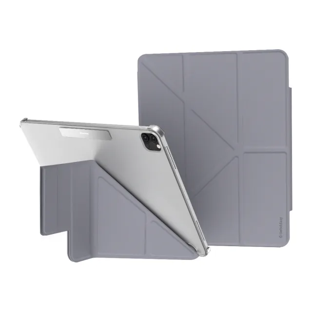 【SwitchEasy 魚骨牌】iPad Pro 12.9吋 Origami Nude 多角度透明保護殼(皮革內襯 耐髒防滑)