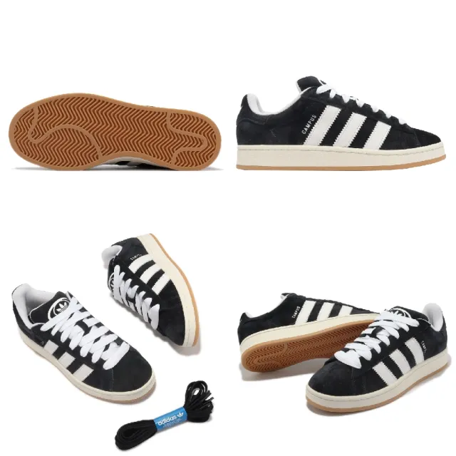 【adidas 愛迪達】休閒鞋 Campus 00s 黑 白 麂皮 男鞋 女鞋 經典 鋸齒三線 三葉草 愛迪達(HQ8708)