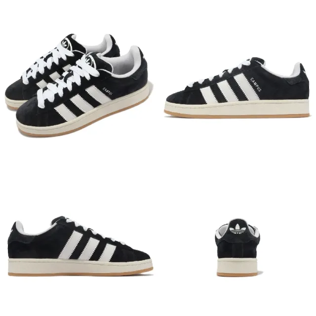 【adidas 愛迪達】休閒鞋 Campus 00s 黑 白 麂皮 男鞋 女鞋 經典 鋸齒三線 三葉草 愛迪達(HQ8708)