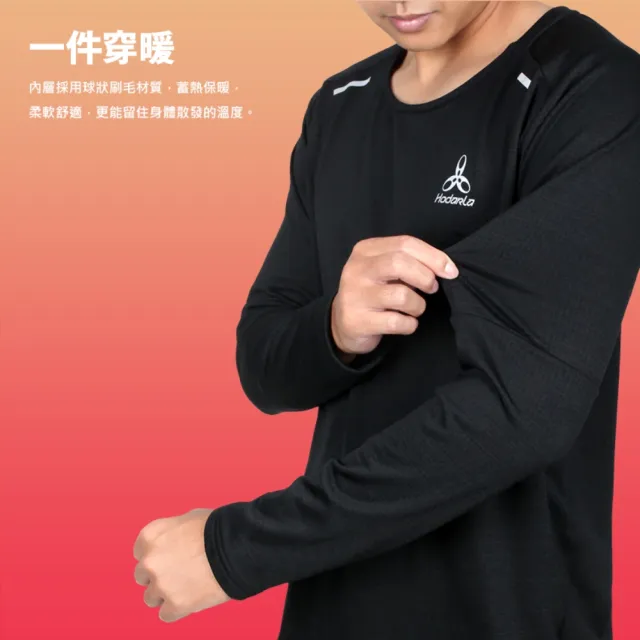 【HODARLA】男款煦暖針織保暖衣-刷毛 長袖T恤 台灣製 吸濕排汗 上衣 反光 灰(3164501)