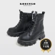 【Robinlo】酷感有型真皮鬆糕厚底機車靴短靴中筒靴EDRIC(極簡黑)