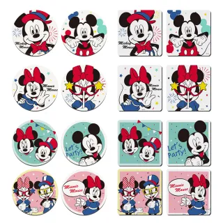 【收納王妃】Disney 迪士尼 米奇米妮 派對系列 軟式珪藻土杯墊 2入組(10x10x0.5 珪藻土 米奇 米妮)