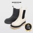 【Robinlo】俐落顯瘦真皮厚底切爾西中筒靴ELIOT(極簡黑/奶油白)
