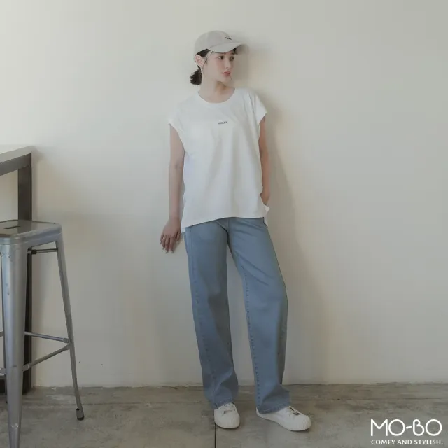 【MO-BO】MIT有機棉拼接刺繡上衣(上衣)