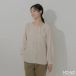 【MO-BO】優雅圓領打褶雪紡上衣(上衣)