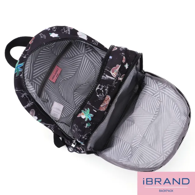 【iBrand】雙11 輕盈防潑水多口袋尼龍後背包(防水包 沙漠派對)