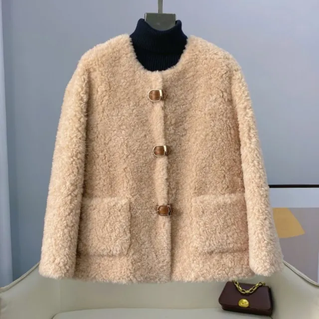 【巴黎精品】現貨+預購 羊毛大衣皮草外套(保暖時尚短款加厚女外套4色v1ap28 5k)