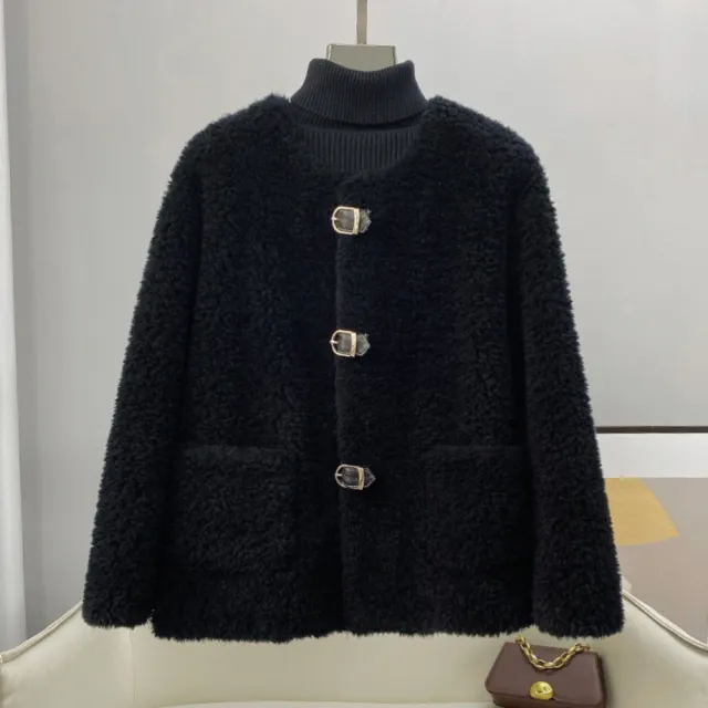 【巴黎精品】現貨+預購 羊毛大衣皮草外套(保暖時尚短款加厚女外套4色v1ap28 5k)