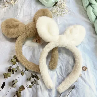 【卡樂熊】親膚毛絨兔子耳朵造型髮箍/髮圈(造型髮箍)