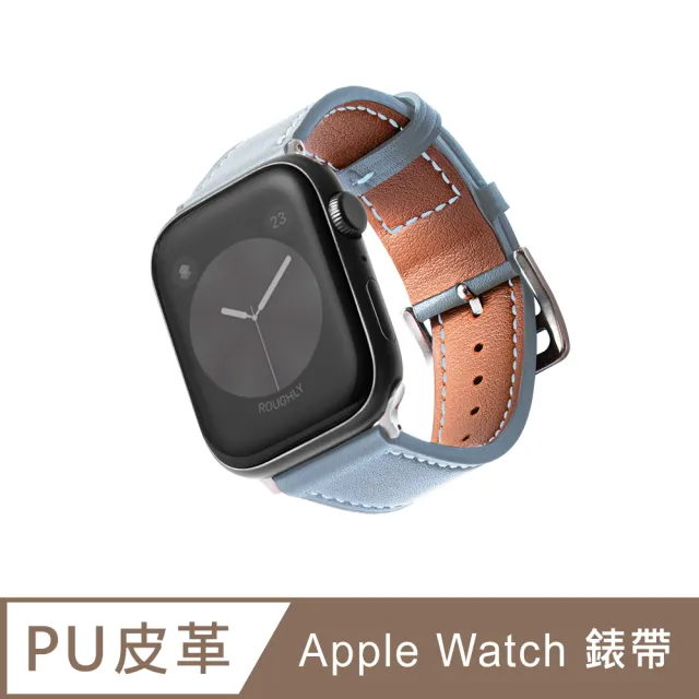 【B. leather】Apple Watch 錶帶 Ultra 2/Ultra 質感美學皮革錶帶 適用蘋果手錶(亞麻藍)