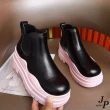 【JP Queen New York】雙色厚底圓頭切爾西彈性短靴(3色可選)